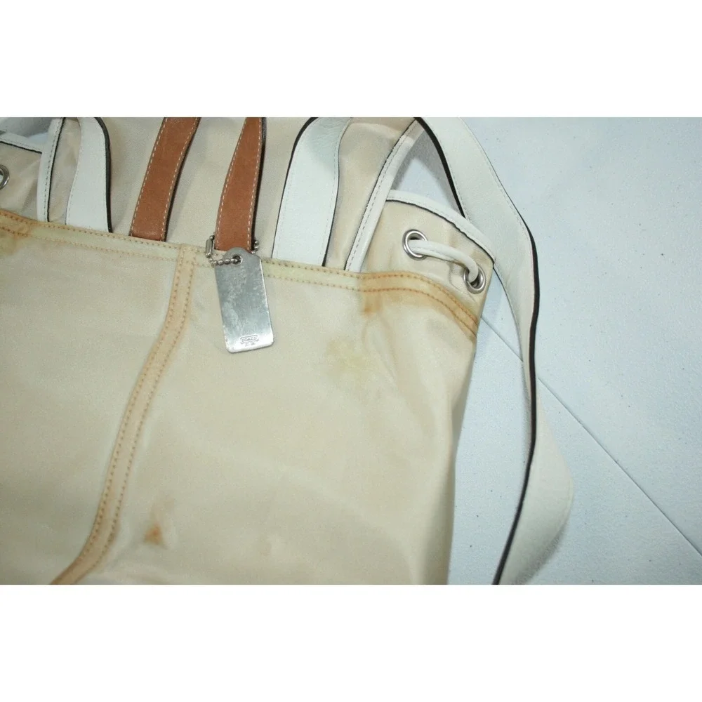 Coach Tan Nylon Double Pocket Drawstring Women's Backpack Purse Bag‎ 6258